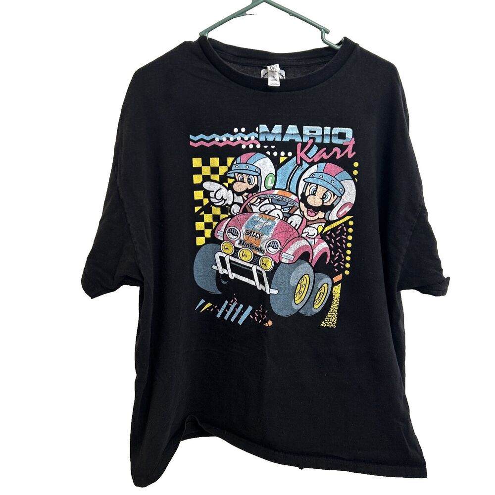 🔥🔥🔥Mario Kart‎ Shirt Men's 2XL Black Short Sleeve Racing Graphic Print EUC